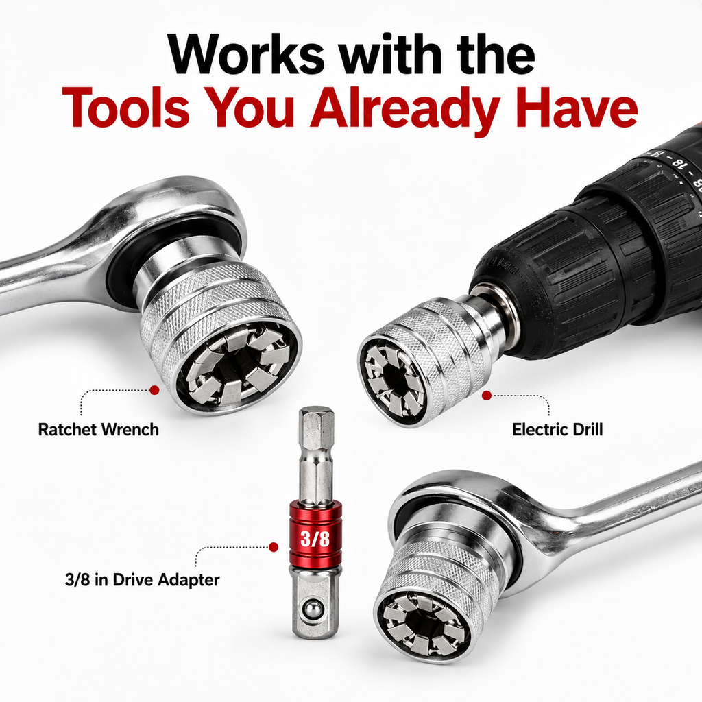 Universal Socket Wrench Tool for 3/8 in Drive Ratchet & Power Drill