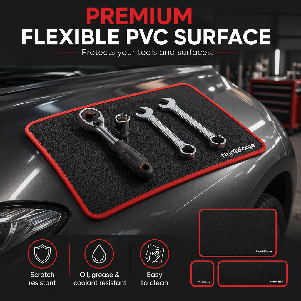 3-Piece Flexible Magnetic Tool Mat & Tray Holder Set