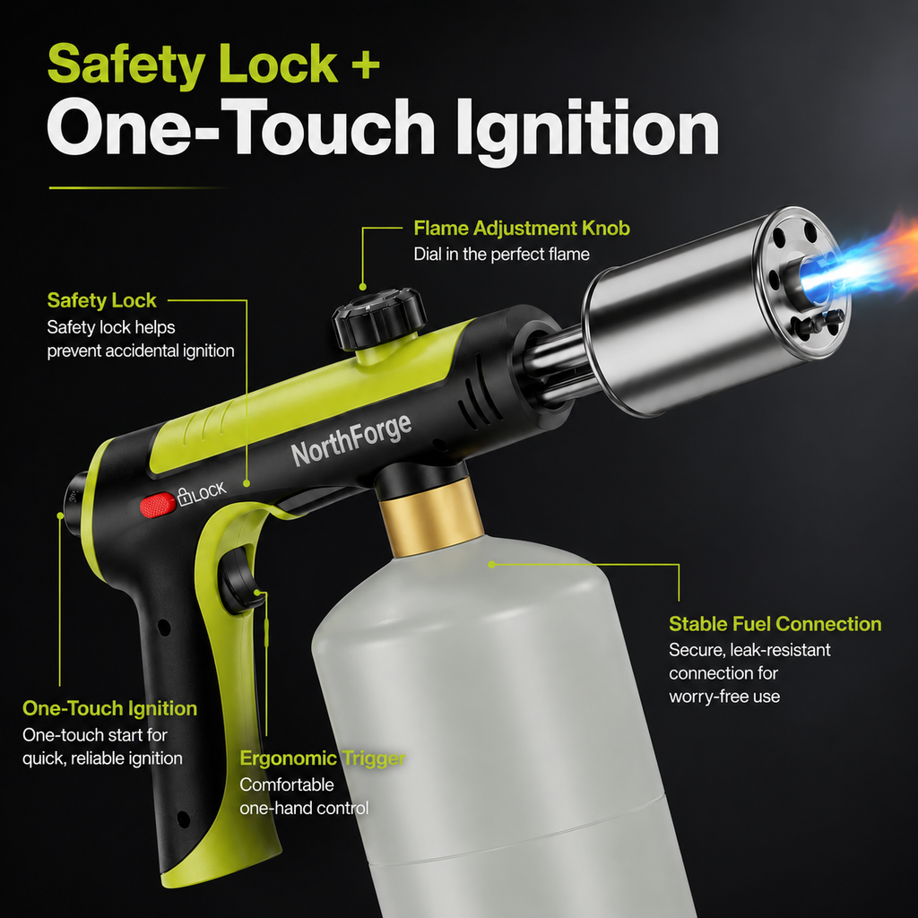 Adjustable Propane Torch with Safety Lock