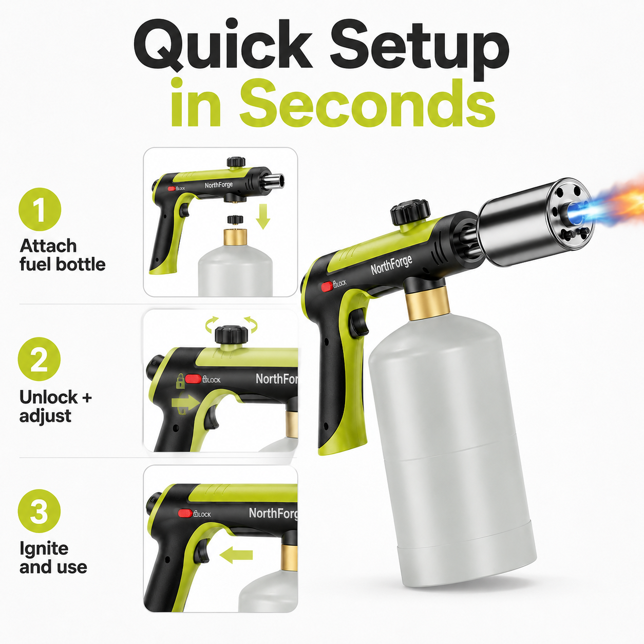Adjustable Propane Torch with Safety Lock